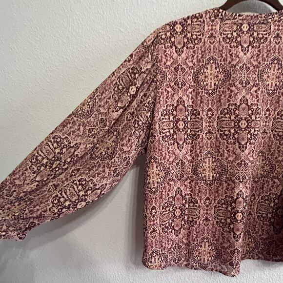 Madewell Kaleidoscope Drawstring Button-Up Blouse Boho Fall Top Size Large - Picture 7 of 9